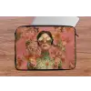 Vrouw - Bril - Roze - Bloemen laptophoes neopreen klein -tafel