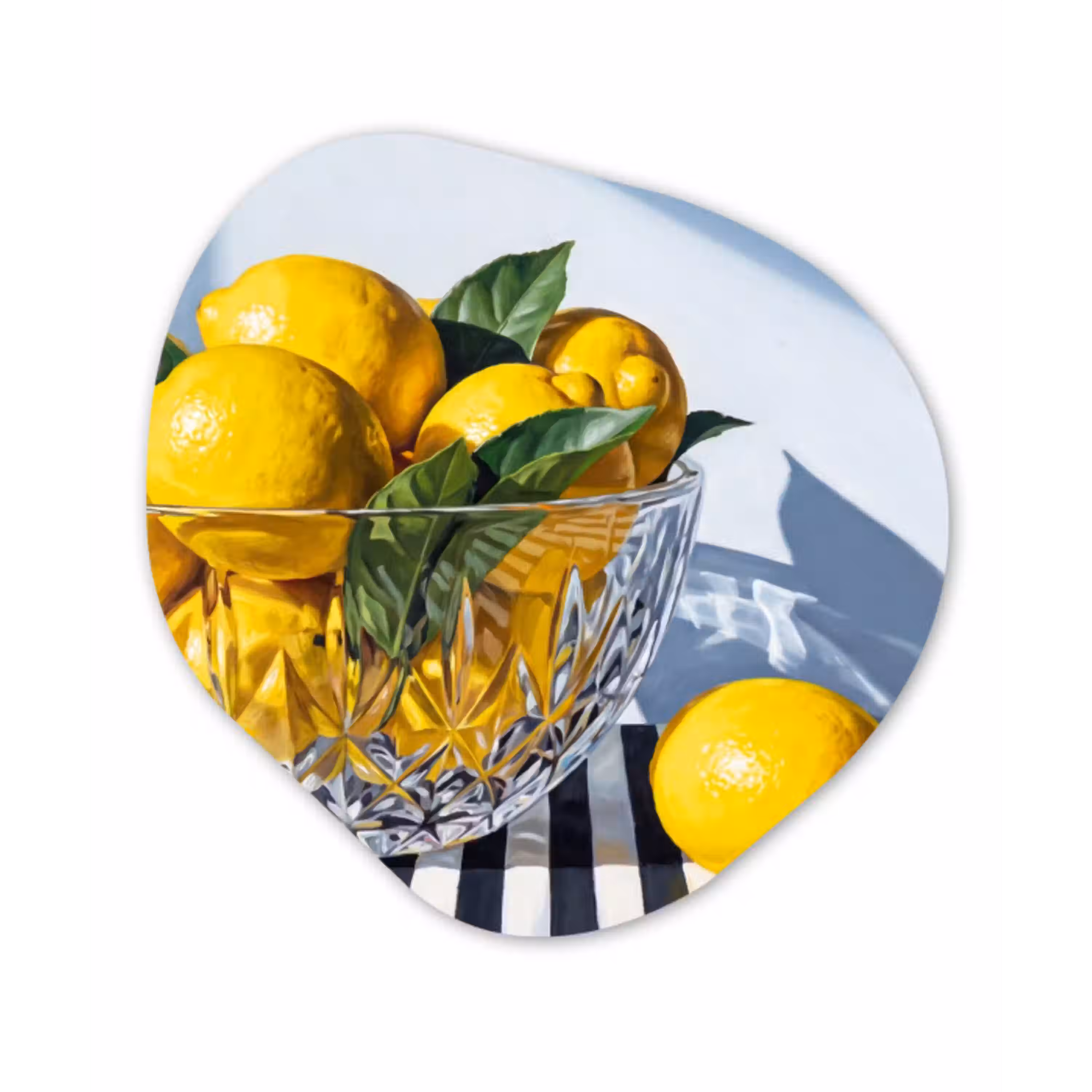 Citroenen - Fruit - Geel Wandcirkel Organisch Aluminium middel -3d