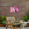 Uil - Roze - Blauw - Verf - Abstract Tuinposter op houten frame 2 cm dik klein -sfeer3