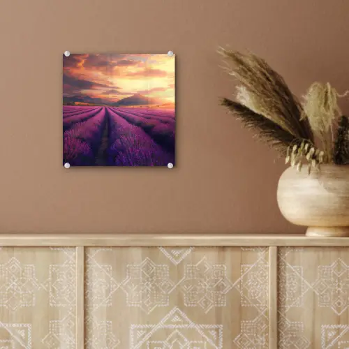 Lavendelveld - Zonsondergang - Paars plexiglas 5mm klein -sfeer5