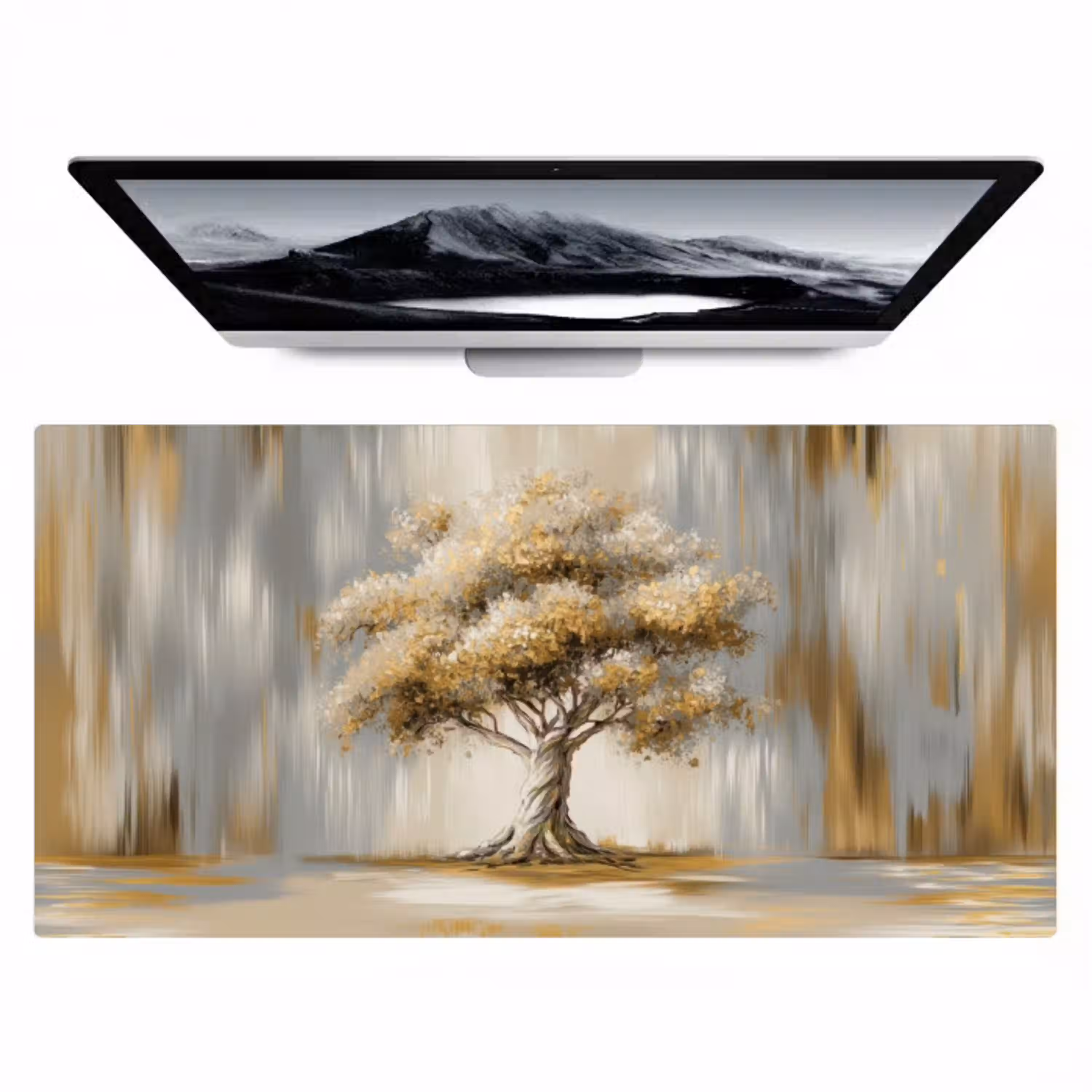 Boom - Bladeren - Abstract - Wit Muismat XXL klein -zzz3d