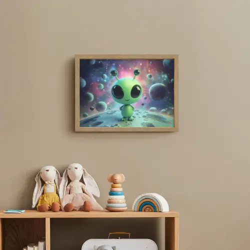 Alien - Groen - Planeten - Ruimte Light Box met batterij (Wandlamp kind) middel -sfeer2_kind