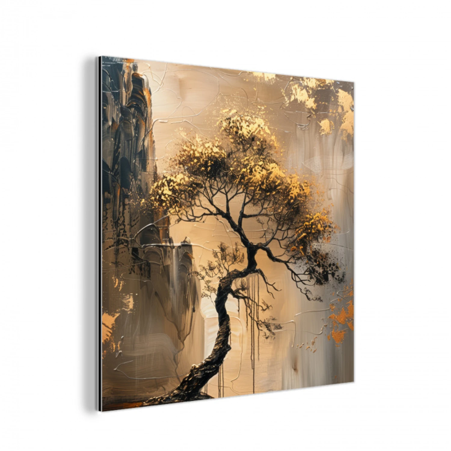 Boom - Goud - Landschap - Verf aluminium wit klein -3d