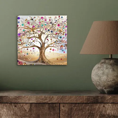 Levensboom - Goud - Kleurrijk - Abstract - Aesthetic aluminium wit klein -sfeer2