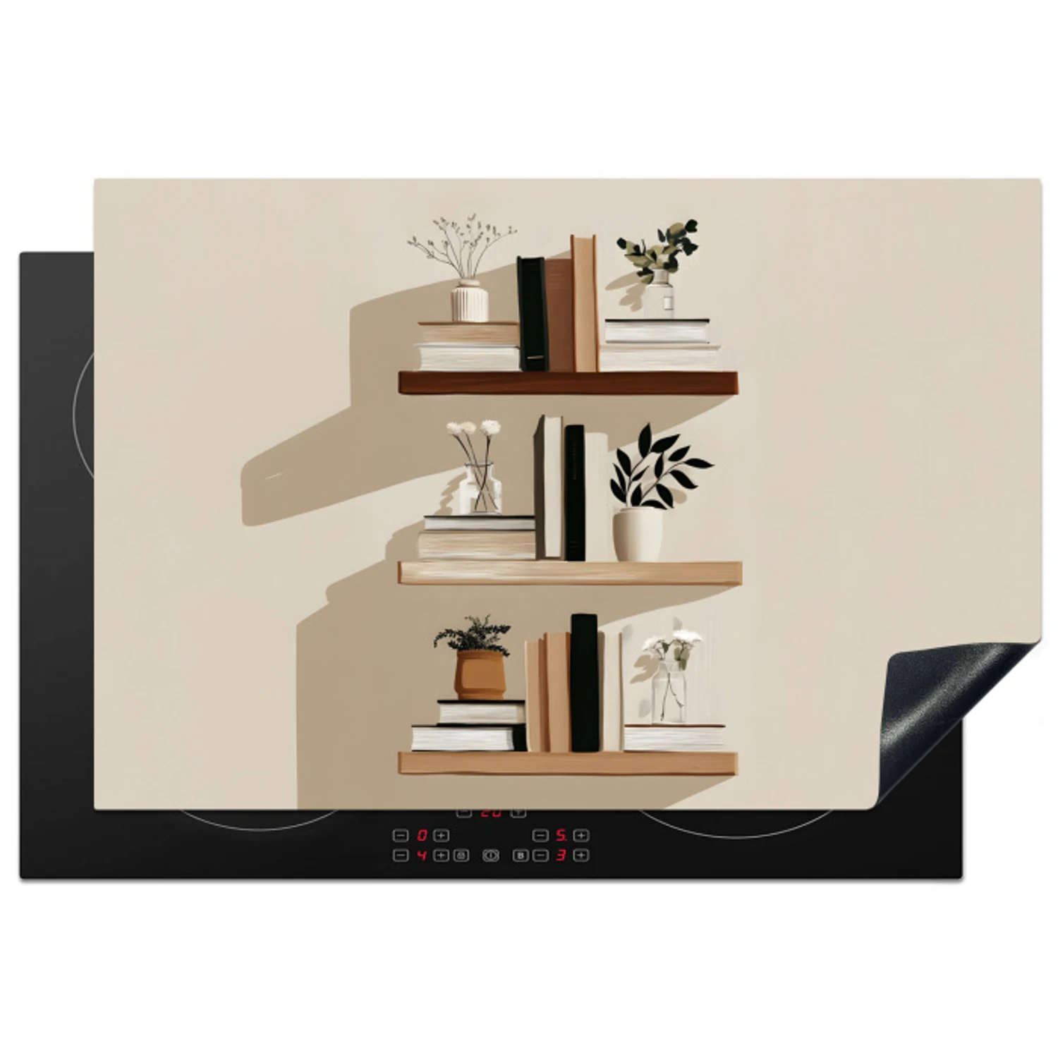 Plankjes - Boeken - Vaasjes - Planten Inductie beschermer vinyl 3mm klein -3d