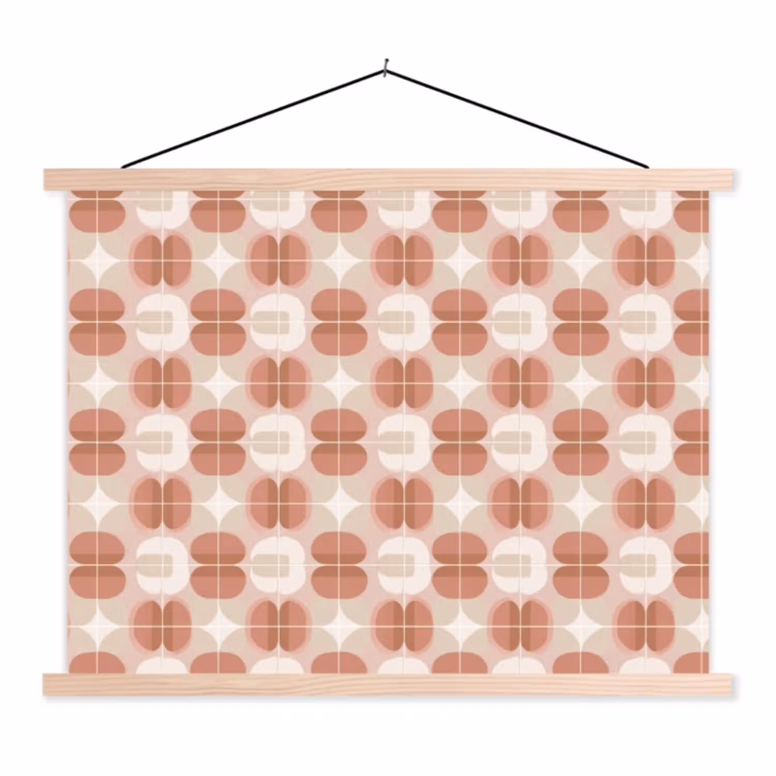 Retro - Klassiek - Roze textielposter latten blank klein 122 -3d