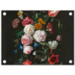 Stilleven met bloemen in een glazen vaas - Schilderij van Jan Davidsz. de Heem tuinposter los doek klein -3d