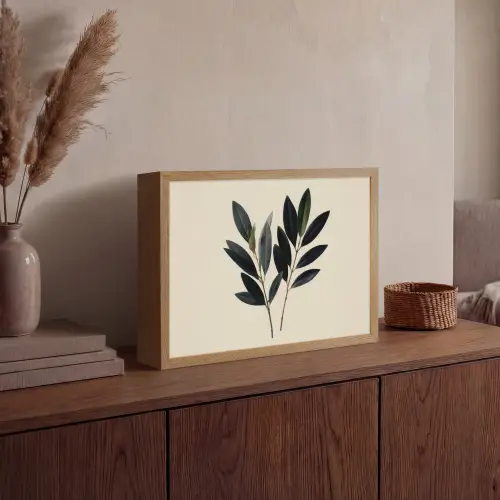 Ovaalvormige bladeren - Diep groen - Symmetrisch Light Box met batterij (Wandlamp) middel -sfeer2