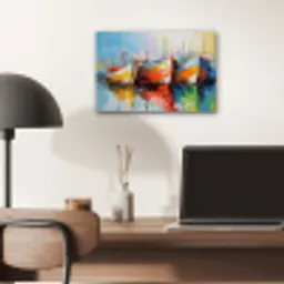 Boten - Kunst - Kleuren - Schilderij aluminium wit klein -sfeer5