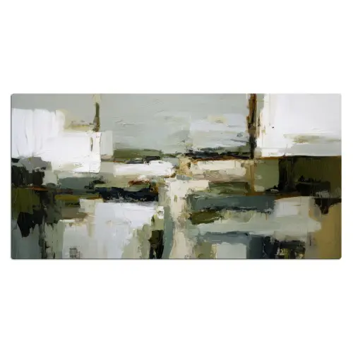 Penseelstreken - Groen - Abstract - Japandi Muismat XXL klein -3d_leeg
