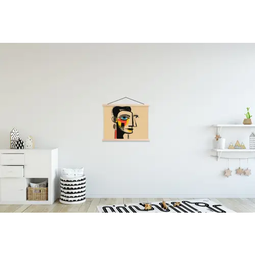 Geometrisch - Felle kleuren - Kubistische stijl textielposter latten blank klein -kinderkamer