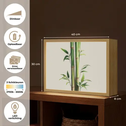Bamboestengels - Sierlijk - Groen Light Box met batterij (Wandlamp) middel -USP_websiteoverzichtNL