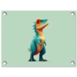 Cartoon - Dino - Oranje - Stekels tuinposter los doek klein -3d