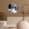 Relaxt - Bad - Zwart - Wit Wandcirkel behangsticker klein -sfeer1