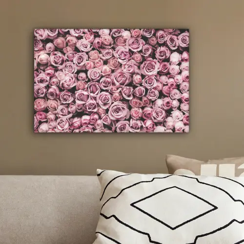 Bloemen - Rozen - Natuur - Roze - Botanisch canvas 2cm klein -sfeer3