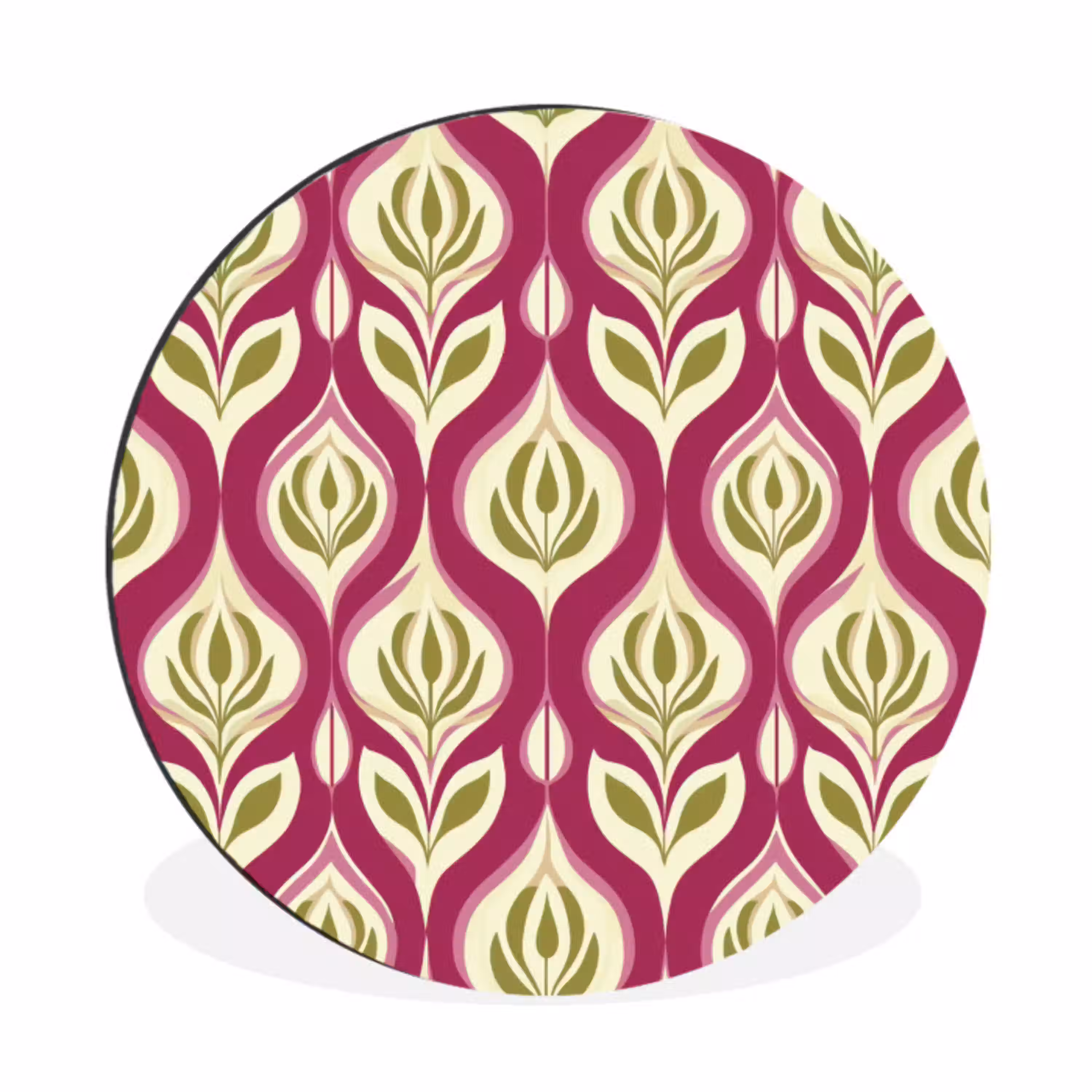 Retro - Floraal - Paars Wandcirkel aluminium klein 190 -3d