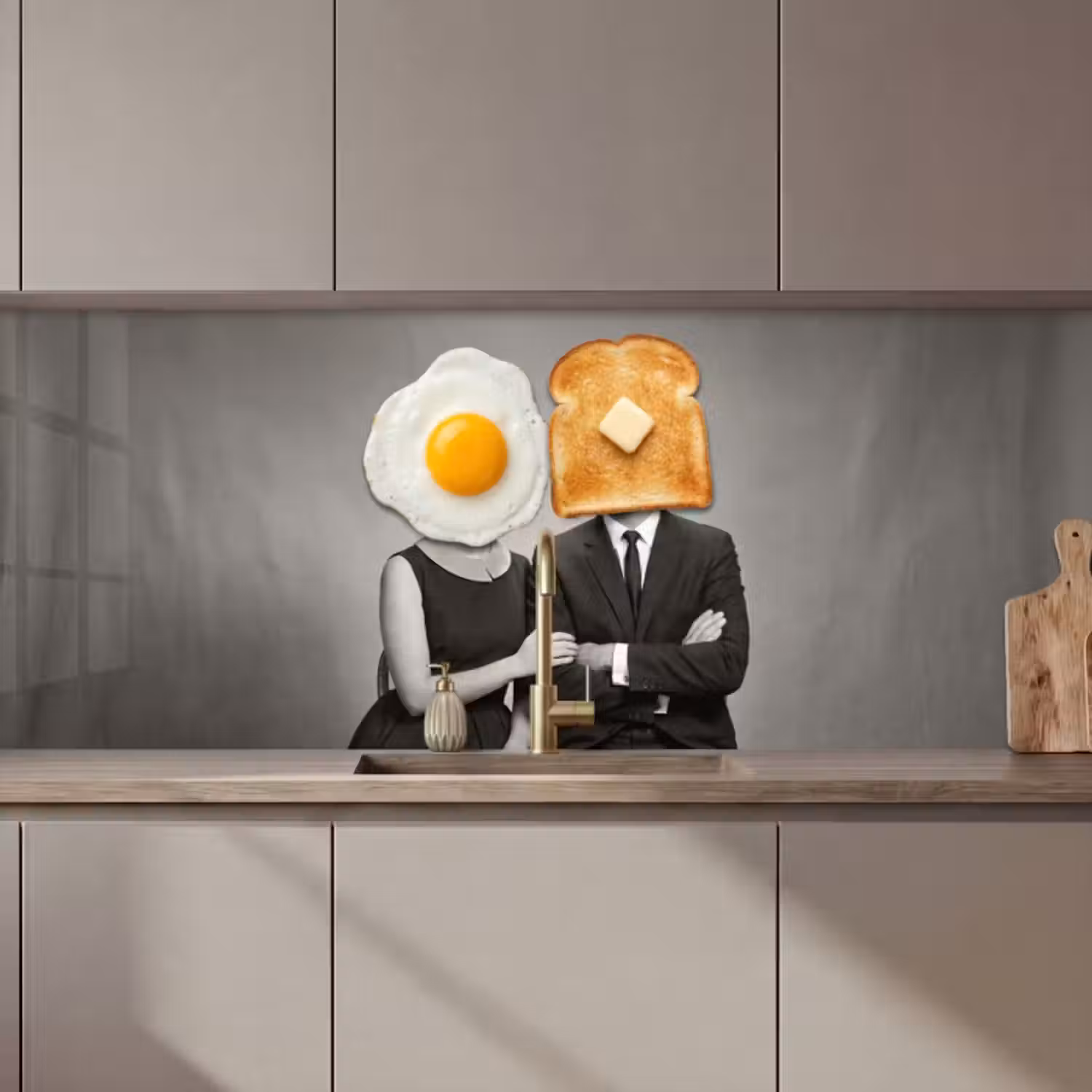 Küchenrückwand - Frühstück - Ehepaar - Ei - Brot