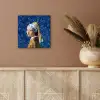 Meisje met de parel - Delfts blauw - Vermeer - Bloemen - Schilderij - Oude meesters aluminium wit klein -sfeer4