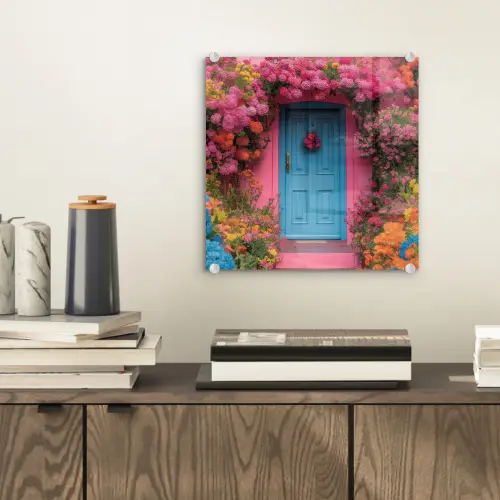 Bloemen - Deur - Roze plexiglas 5mm klein -sfeer1