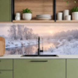 Rivier - Winter - Landschap - Sneeuw - Zonsopgang keuken achterwand 2 middel -sfeer3