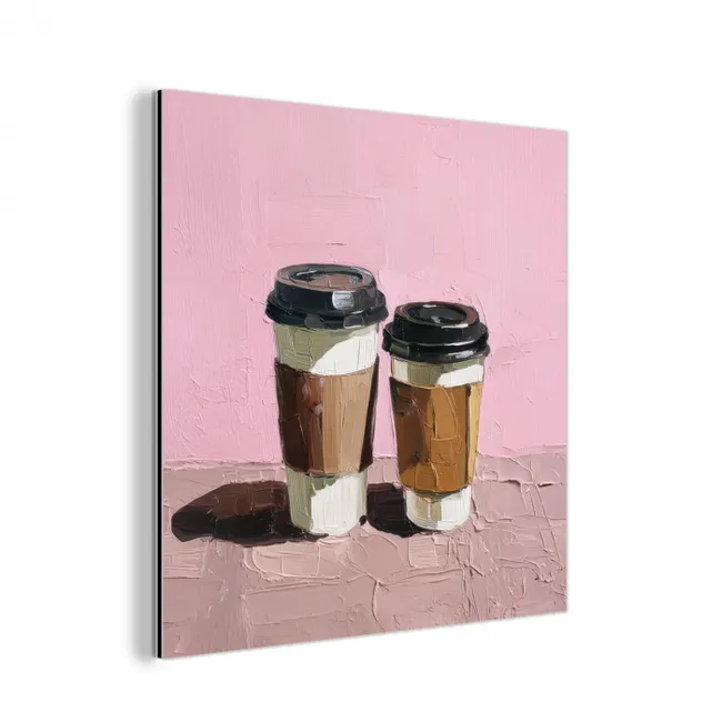 Koffiebekers - Deksel - Verf - Textuur aluminium wit klein -3d