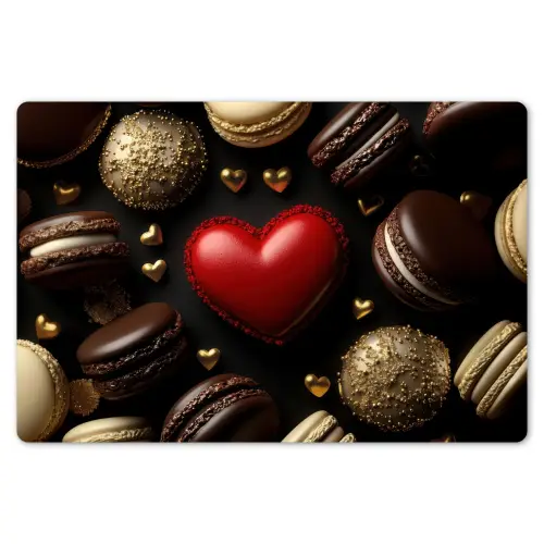 Macarons - Rood - Hart Placemat vinyl groot -zzsfeer1_Kitchenyeah-website