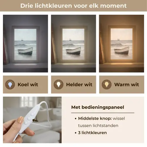 Roeiboot - Zee - Horizon Light Box met kabel (Tafellamp) klein -USP_lichtkleurNL