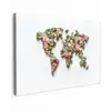 Wereldkaart - Kleurrijk - Bloemen - Lente Tuinposter op houten frame 2 cm dik klein -3d