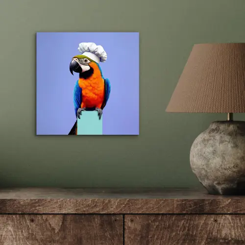 Papegaai - Koksmuts - Vogel - Leuk aluminium wit klein -sfeer2