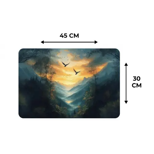 Vogels - Zon - Bomen - Groen Placemat vinyl groot -specs