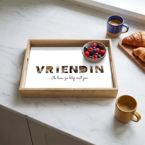 Vriendin - Lettercollage Dienblad Rechthoek middel -sfeer2