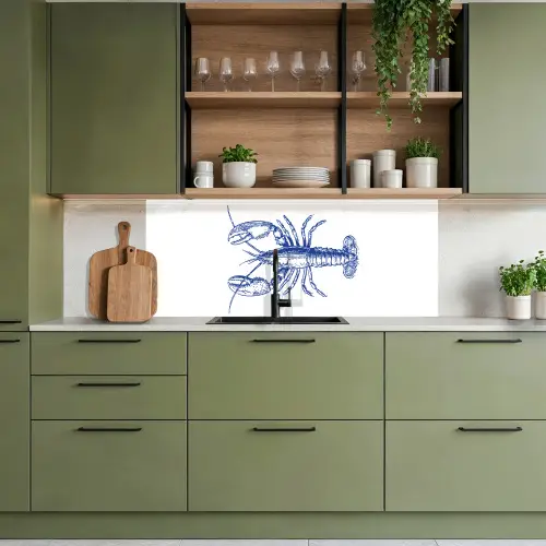 Blauw - Kreeft - Wit keuken achterwand 2 middel -sfeer3