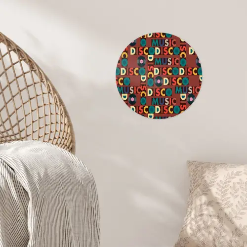 Bruin - Retro - Disco - Patroon Wandcirkel behangsticker klein 186 -sfeer4