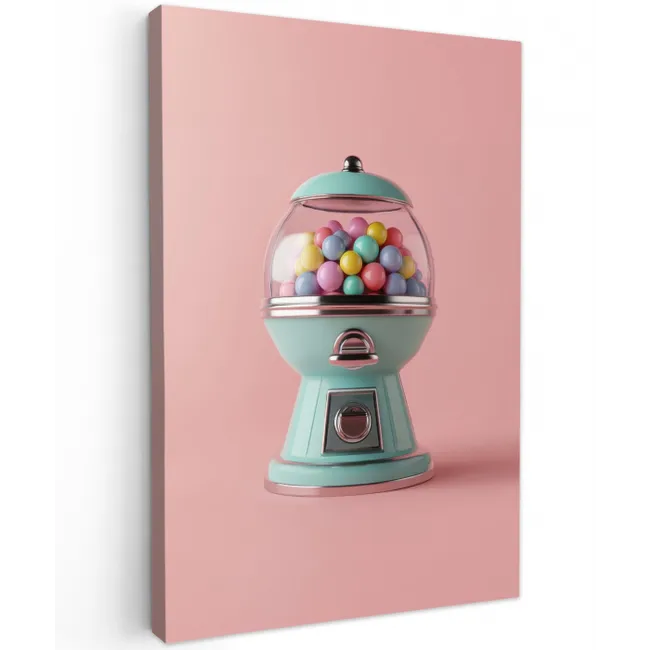 Kauwgom - Retro - Snoep - Roze Tuinposter op houten frame 2 cm dik middel -3d