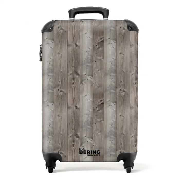 Vergrijsd hout met noesten en verticale lijnen NBS - Handbagage koffer - Volwassenen Unisex middel -productfoto_recht