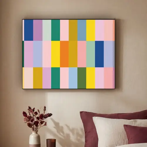 Stroken - Blauw - Patroon - Abstract Textielframe zwart klein -sfeer1
