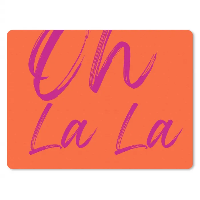 Oh la la - Oranje - Roze - Grafisch muismat rubber klein -3d
