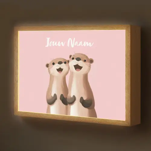 Otters - Glimlach - Bruin Light Box met batterij (Wandlamp kind) middel -z3d_website