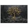 Bladeren - Goud - Boom - Rots poster papier klein -3d