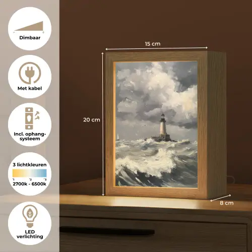 Vuurtoren - Golven - Storm Light Box met kabel (Tafellamp) klein -USP_NL
