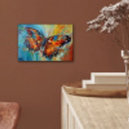 Vlinder - Kleuren - Kunst - Schilderij aluminium wit klein -sfeer4