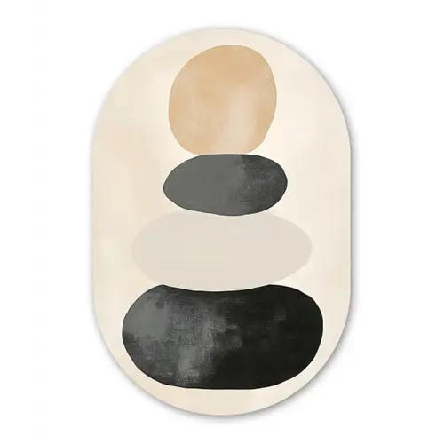 Japandi - Wabi sabi - Beige Wandcirkel Ovaal Forex klein -3d