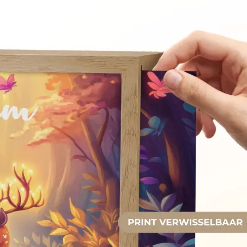 Paard - Hert - Sprookjesbos - Paars Light Box met batterij (Wandlamp kind) middel -USP_websiteprintNL