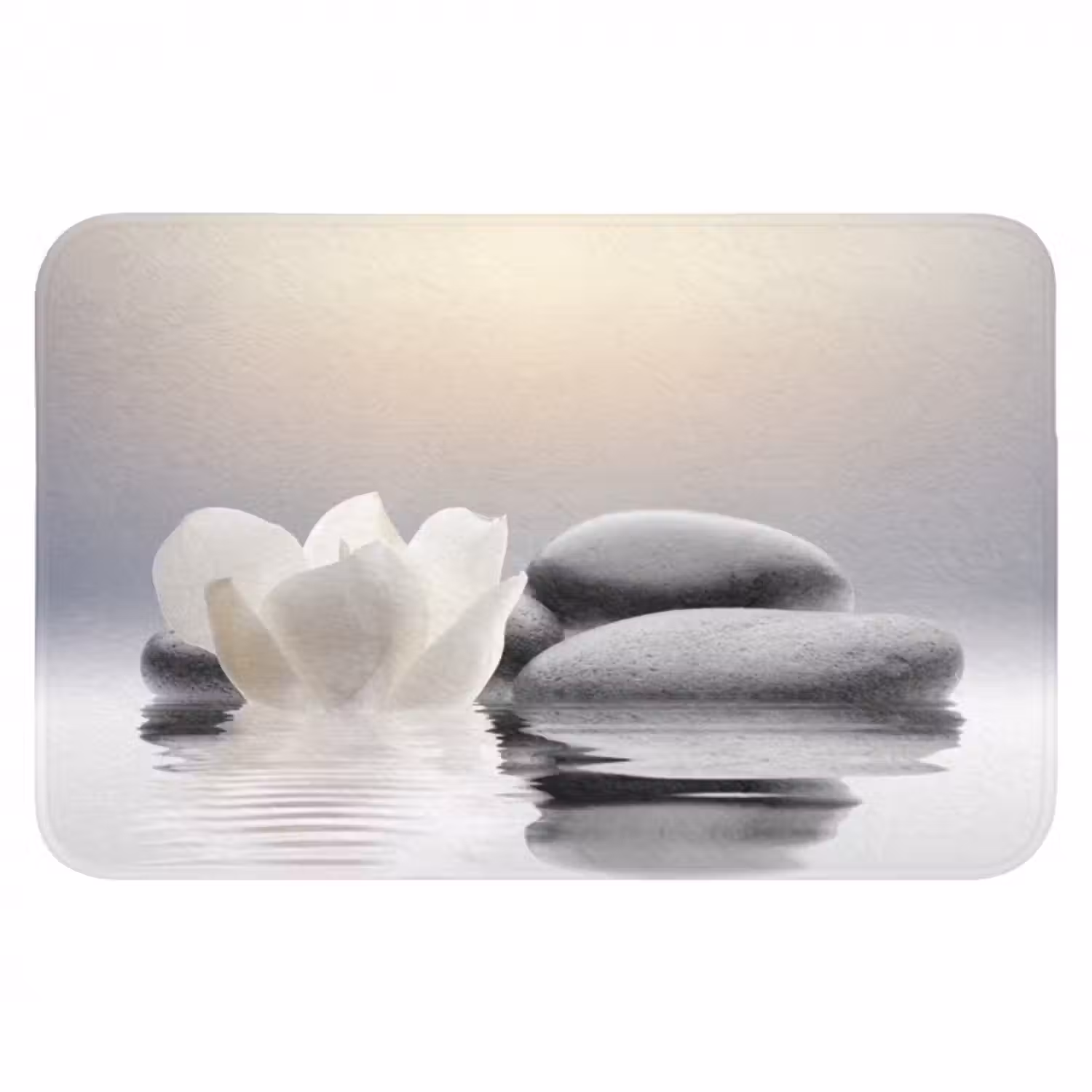 Badmat - Stenen - Lotus - Wit - Water - Zen