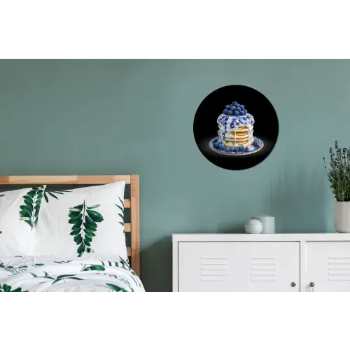 Pannenkoeken - Blauwe Bessen - Bord Wandcirkel aluminium klein -slaapkamer