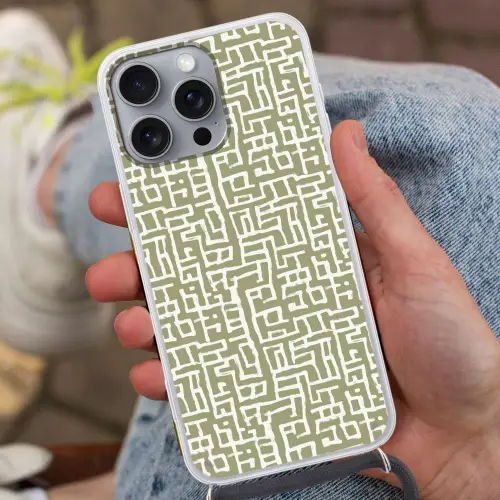 Grafisch - Patroon - Groen Hoesje iPhone 16 Pro Max met koord klein 804 -sfeer3