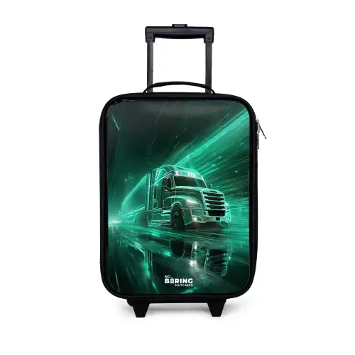 Vrachtwagen - Neon - Groen - Stad Kinderkoffer - Zwart klein -3d