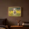 Lammetje - Gras - Bloemen - Geel Light Box met batterij (Wandlamp) middel -sfeer4
