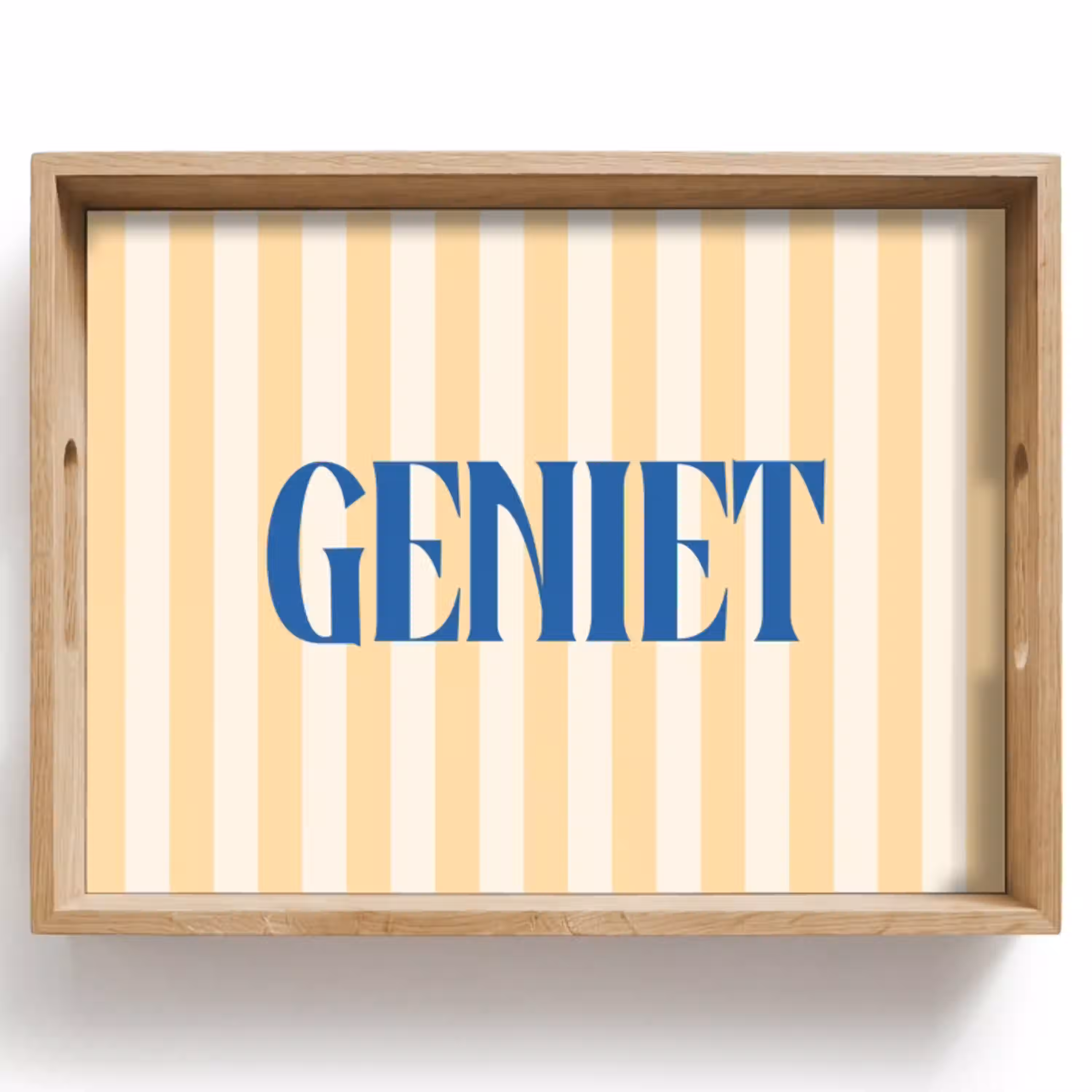 Blauw - Geel - Strepen - Geniet Dienblad Rechthoek middel -z3d_shopping
