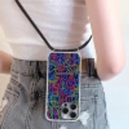 Retro - Abstract - Neon Hoesje iPhone 16 Pro Max met koord klein -sfeer5